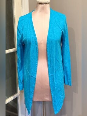Chico's The Ultimate Tee Open Front Cardigan Bright Turquoise